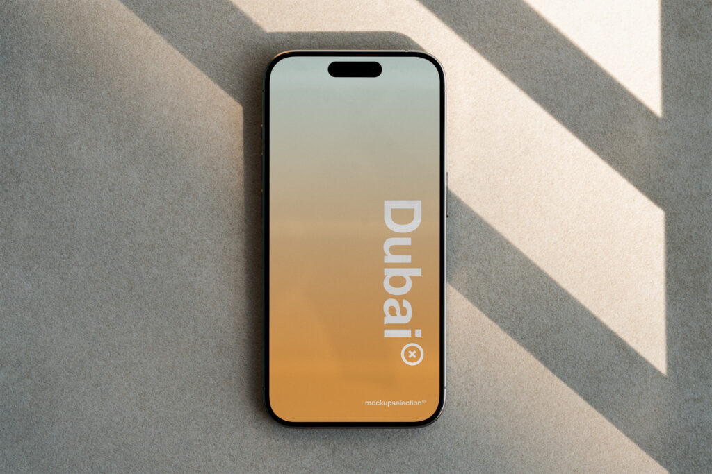iPhone 15 Pro Mockup in Dubai Setting
